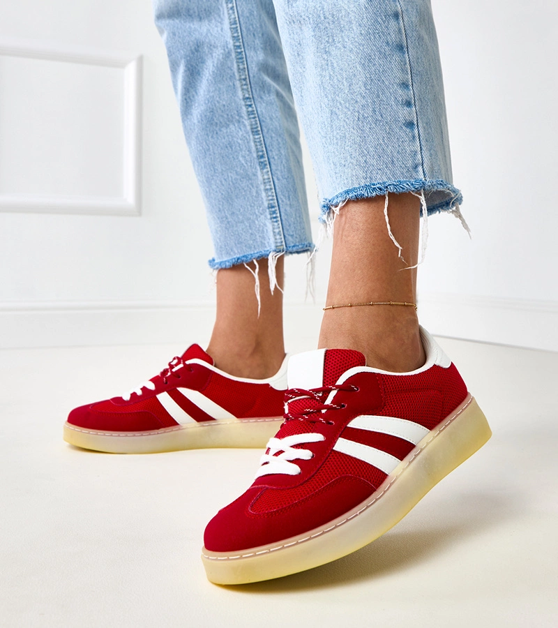 Červené sieťované tenisky s bielou vložkou Weka