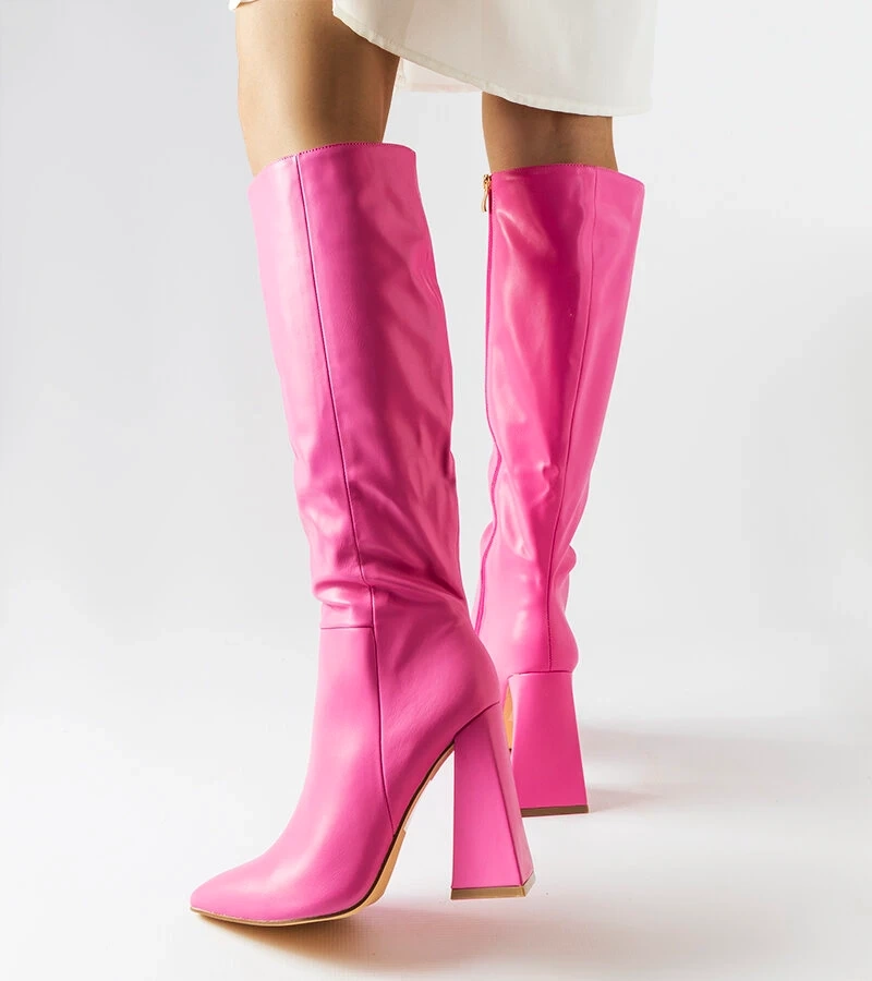 Ružové čižmy Medicina na podpätku