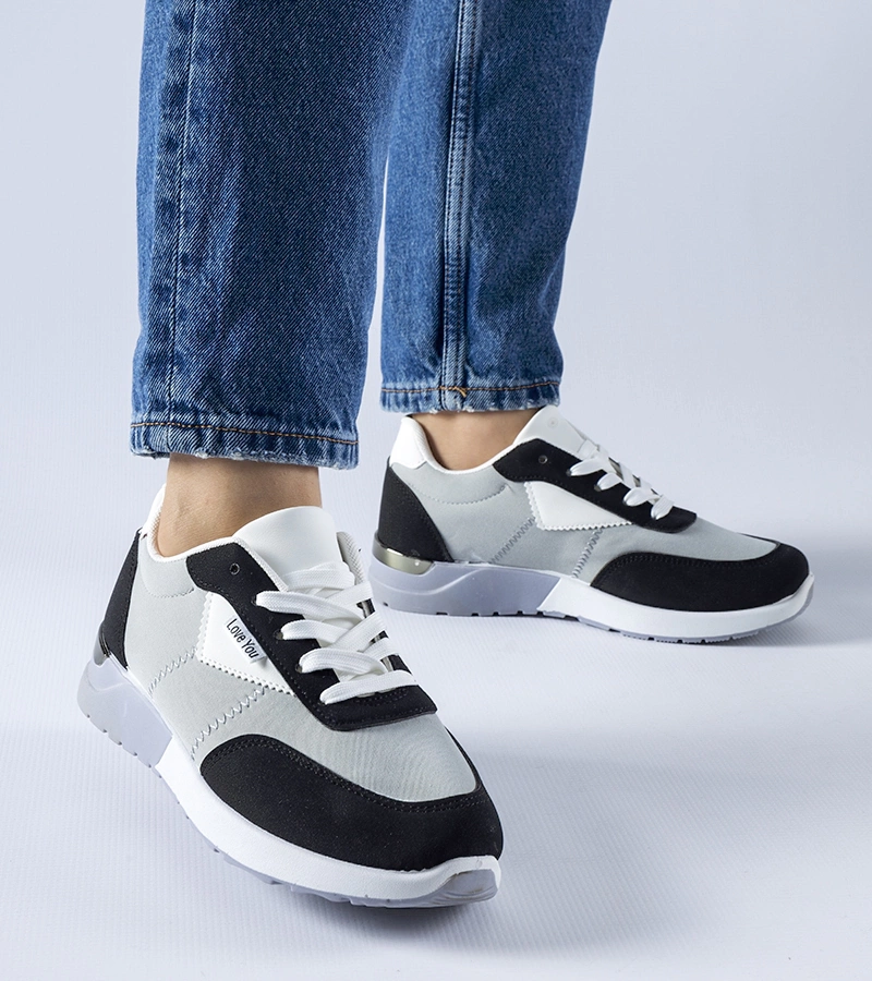 Sivo-čierne látkové tenisky Geraldino