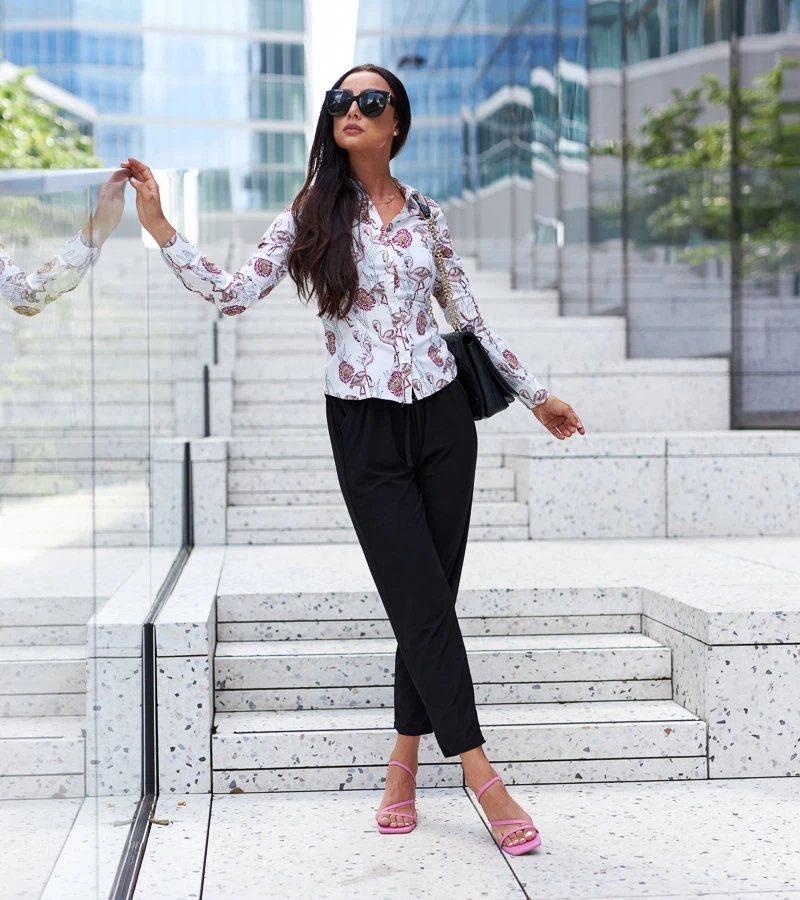 Biele vzorované tričko Sabbatini