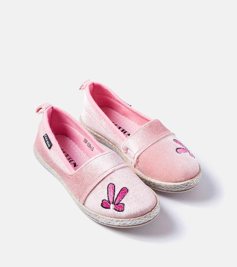 Ružové velúrové baleríny Patria