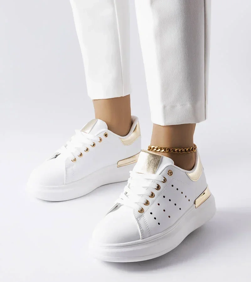 Biele tenisky s farebnou perforáciou Chalut