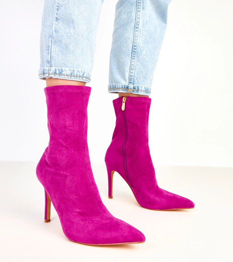 Fialové semišové členkové topánky na ihličke Tennille