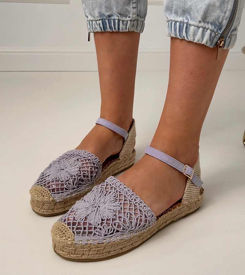 Fialové sandále espadrilky ažúrové Santos