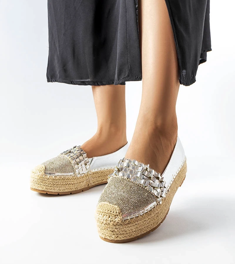 Strieborné espadrilky so zirkónmi Lauro