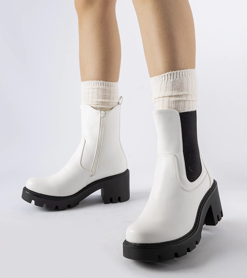 Biela zateplené čižmy na podpätku Hattiesburg