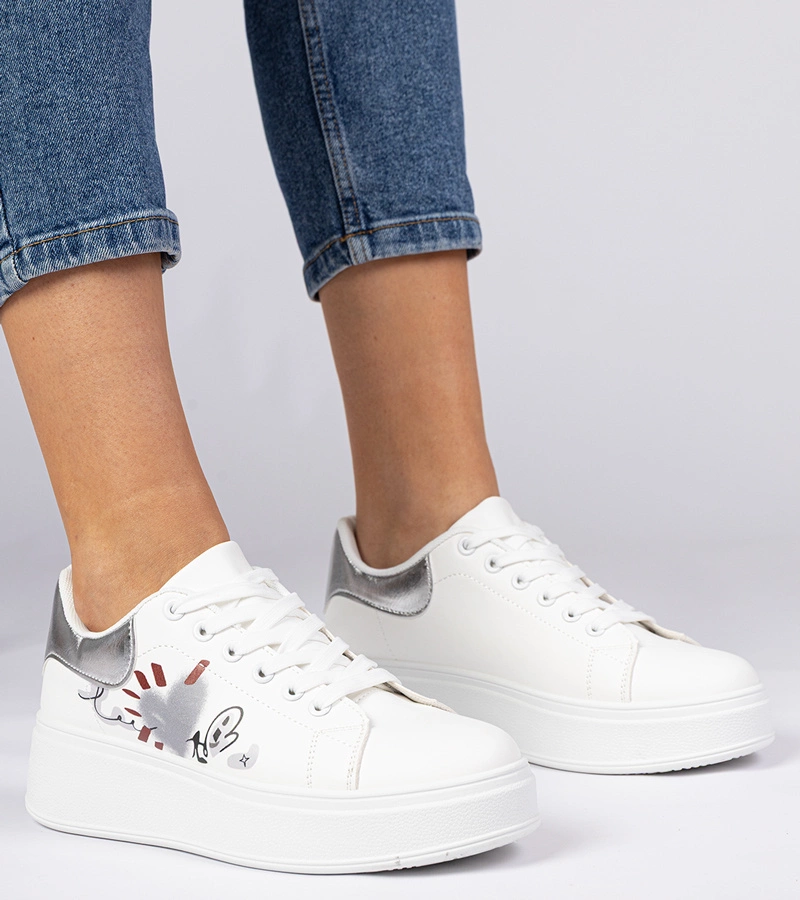 Bielo-strieborné tenisky športové dámske Zelinda