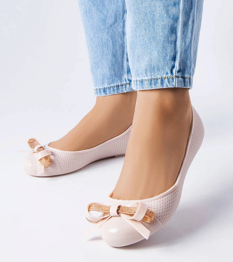 Béžové balerínky zdobené mašľou Harlingen