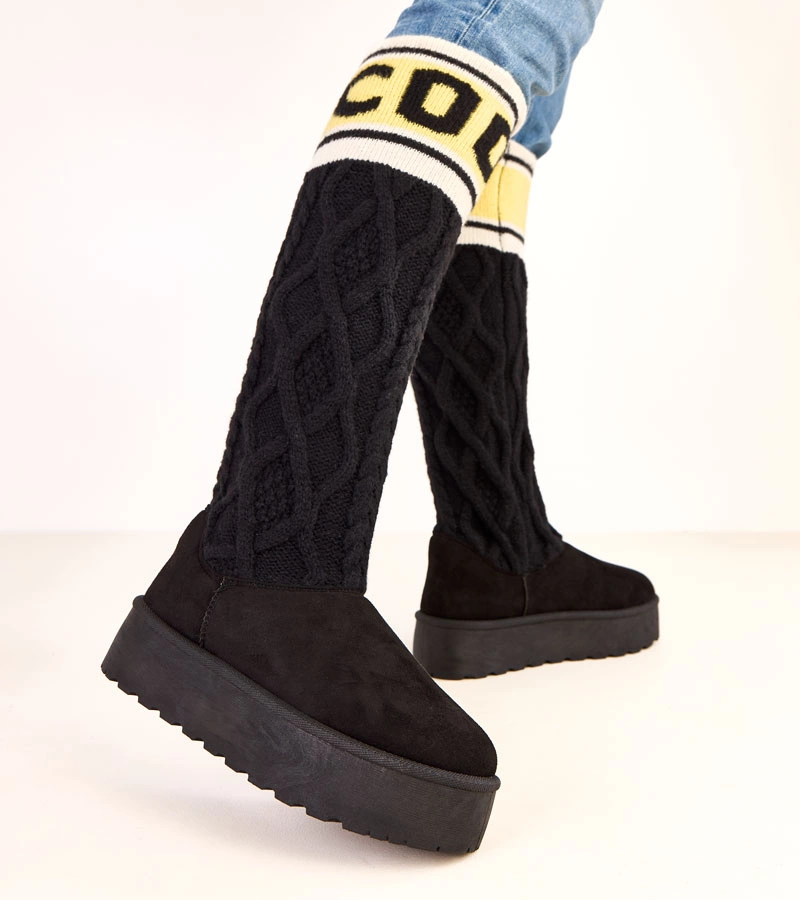 Čierne snehule na platforme s vysokým zvrškom Coo