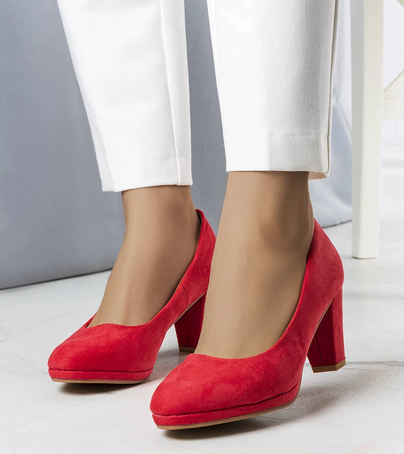 Červené lodičky Lauris na podpätku