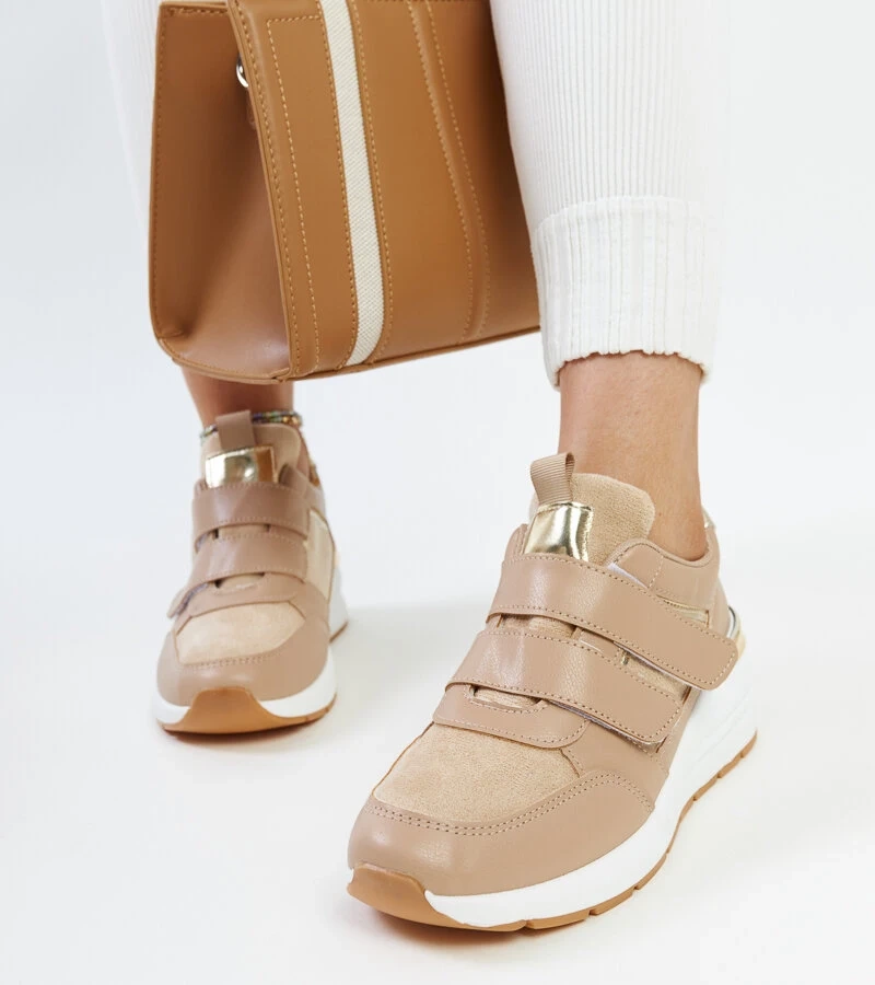 Hnedé tenisky na platforme s suchým zipsom Orly