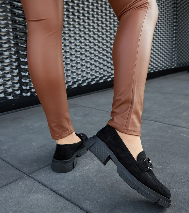 Čierne robustné mokasíny s prackou Alfredino