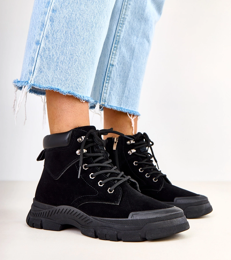 Čierne dámske ekozamatové traperky Eliada