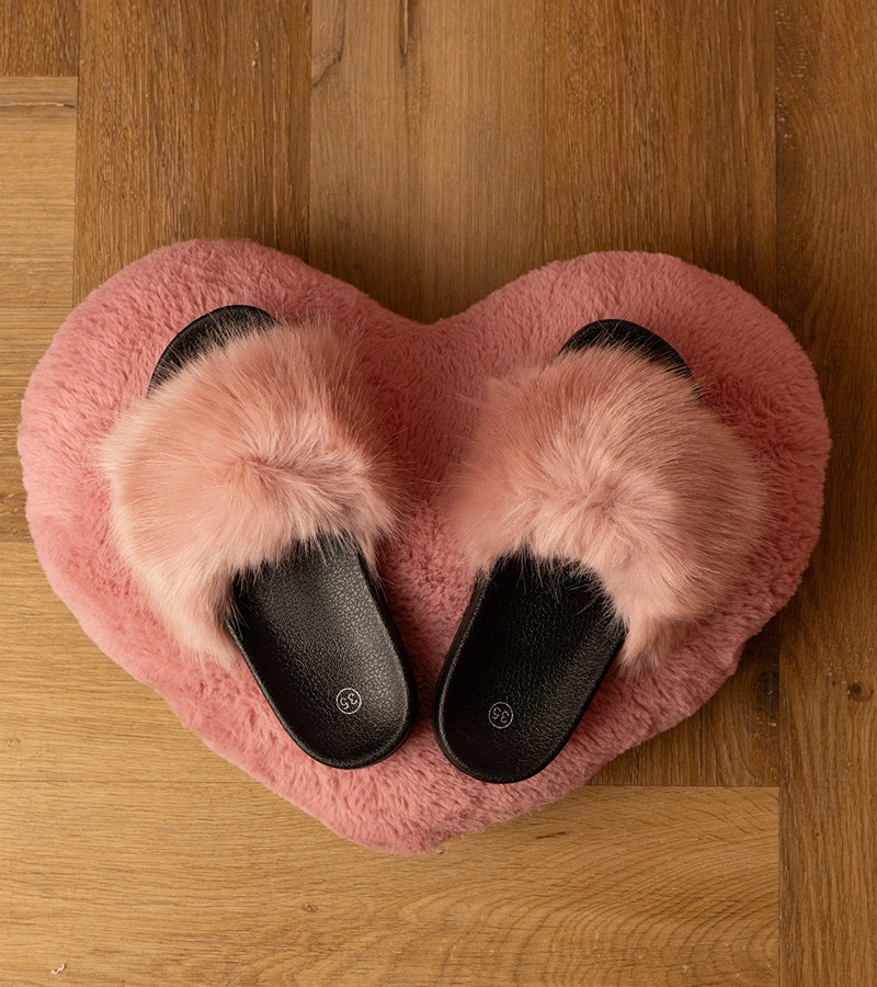 Ružové detské šľapky s kožušinou Malinka