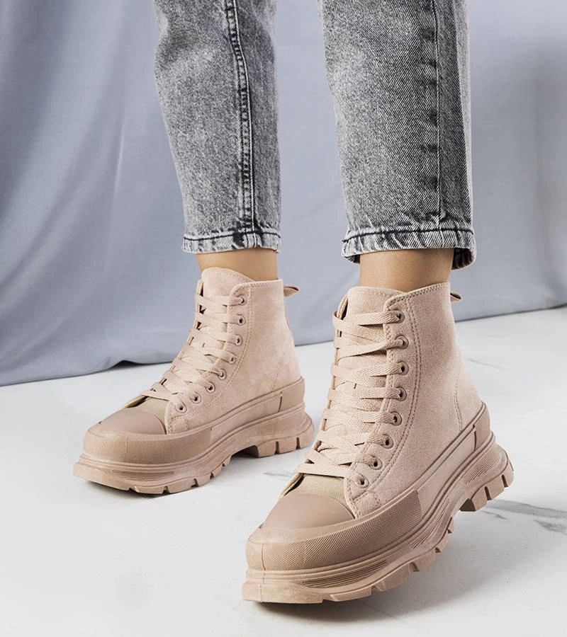 Tmavobéžové tenisky na platforme Gertrude