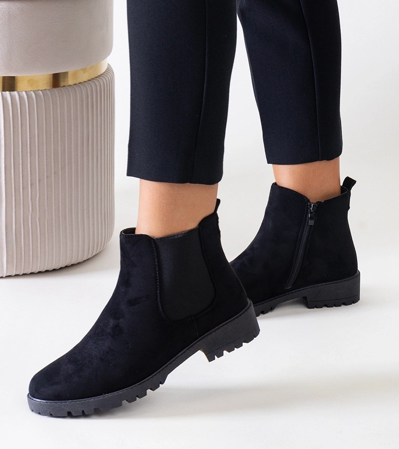 Čierne zateplené eko-semišové čižmy Saber