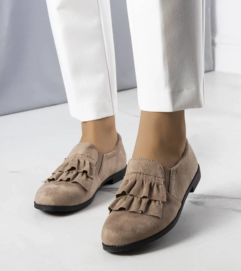 Béžové poltopánky s volánom Kailani