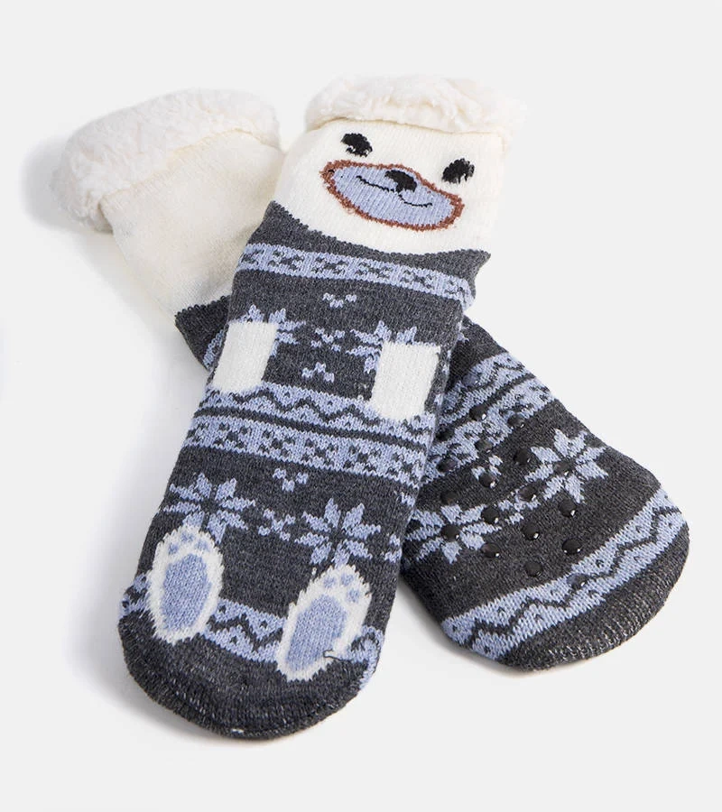 Šedé ponožky z ovčej kože Lotis