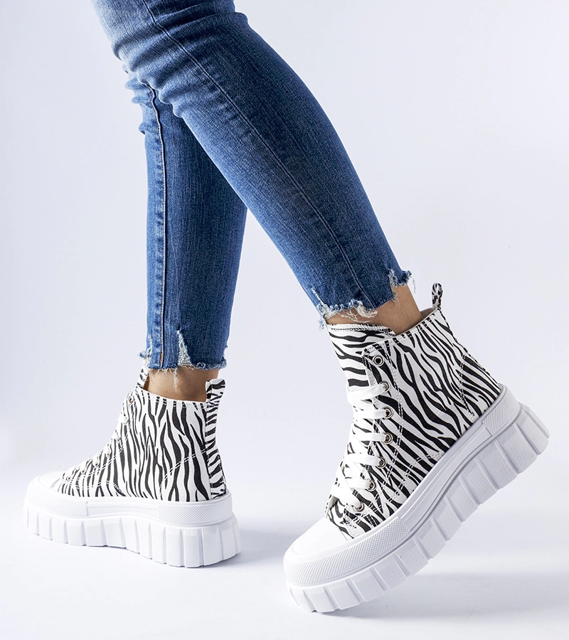 Vysoké tenisky na platforme so vzorom zebra Fiave
