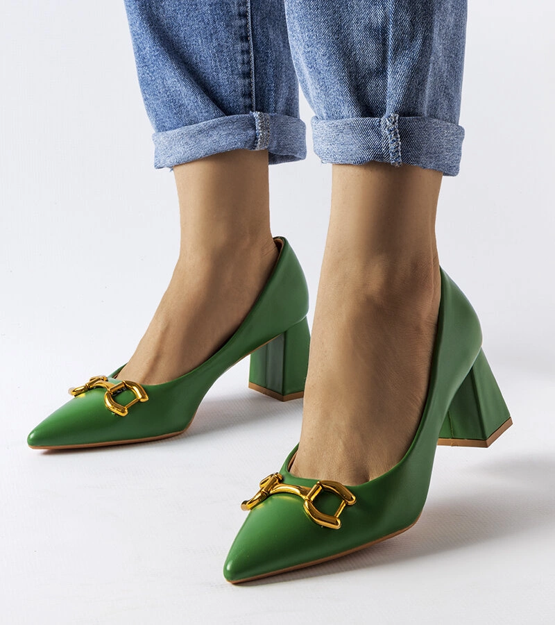 Zelené lodičky Toscani na podpätku