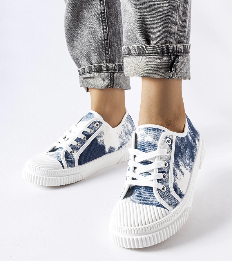 Tenisky s efektom modrého prania Clavet