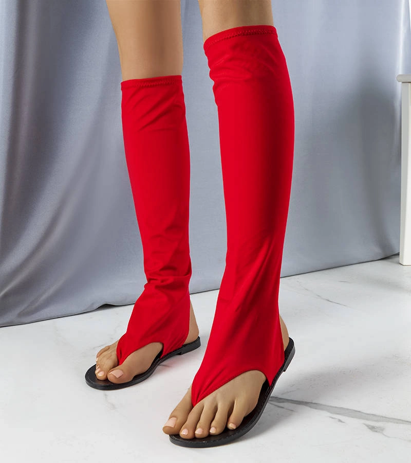 Červené žabky s dlhými nohami Irma