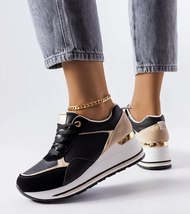 Čierne tenisky Harvé na podpätkoch