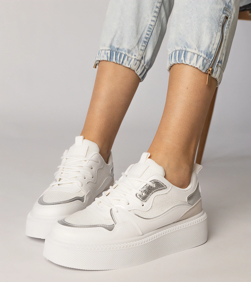 Biele tenisky s textilnou vsadkou Miruna