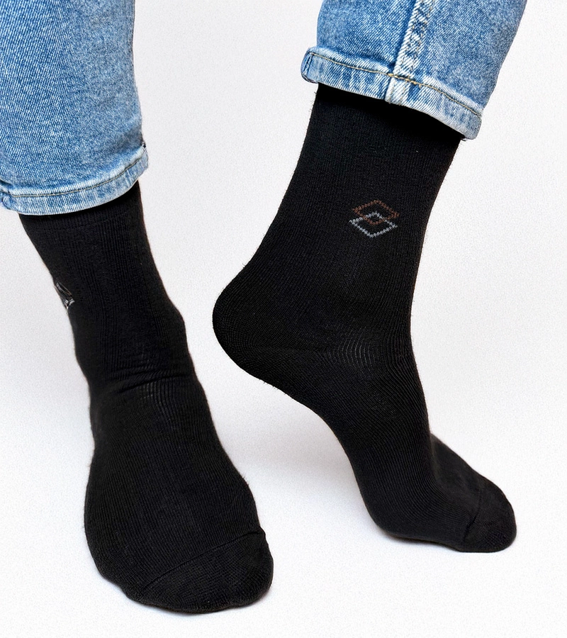 Čierno-biele teplé ponožky Sella