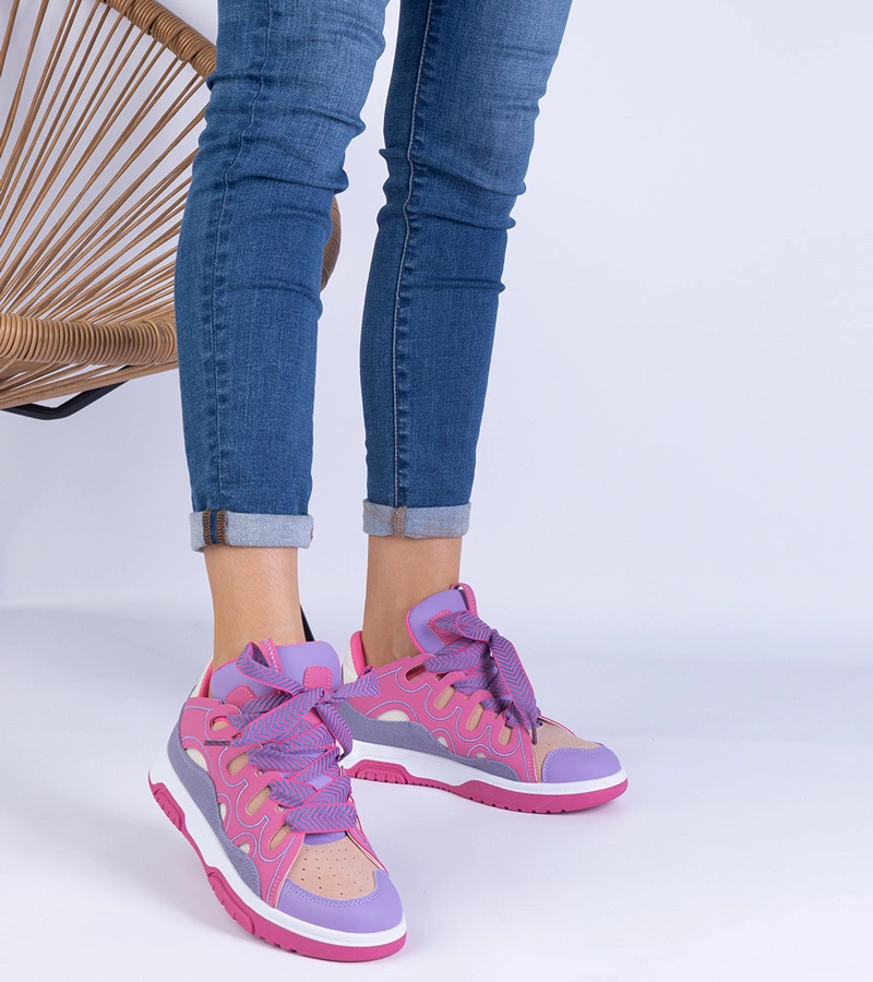 Ružové dámske tenisky s dekoratívnym šnurovaním Grejs