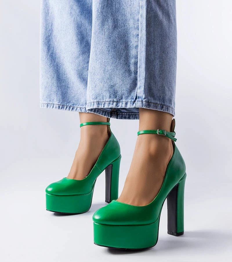 Zelené lodičky Hervé na vysokom podpätku