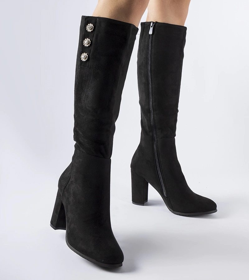 Čierne čižmy zdobené kubickým zirkónom Lightning