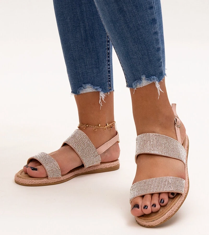 Ružové sandále zdobené zirkónmi Carvalia