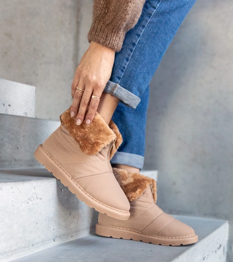 Bežové zateplené snehule s golierom Edidda