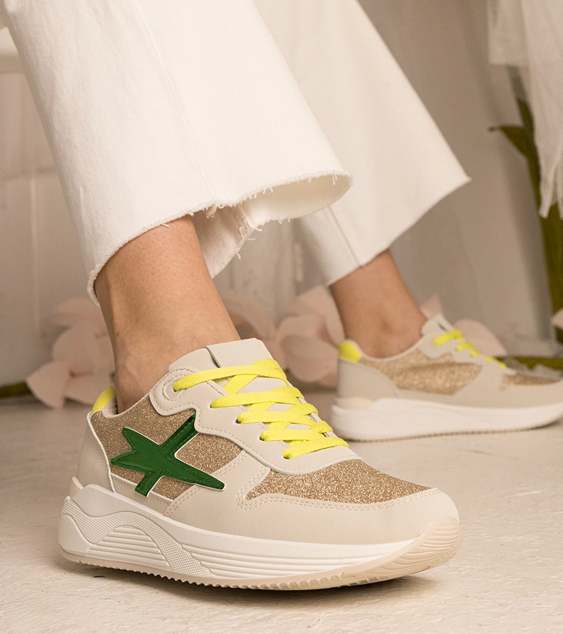 Béžové dámske športové tenisky s trblietkami Kaletti