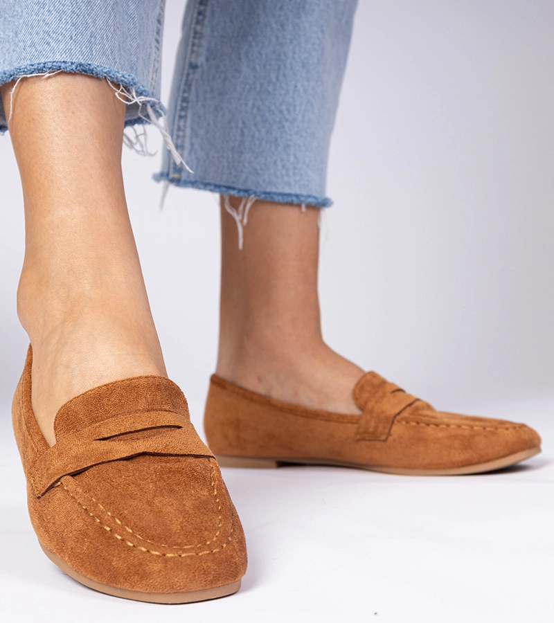 Hnedé elegantné mokasíny z eko-semišu Palmarina