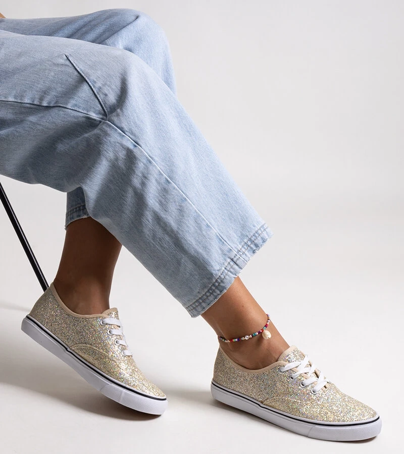 Zlaté blyštivé tenisky Merri