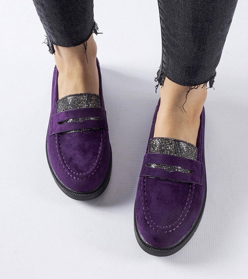 Fialové mokasíny s kamienkami Ippolito