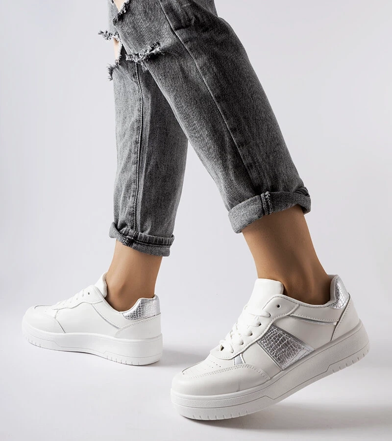 Bielo-strieborné športové tenisky Parma