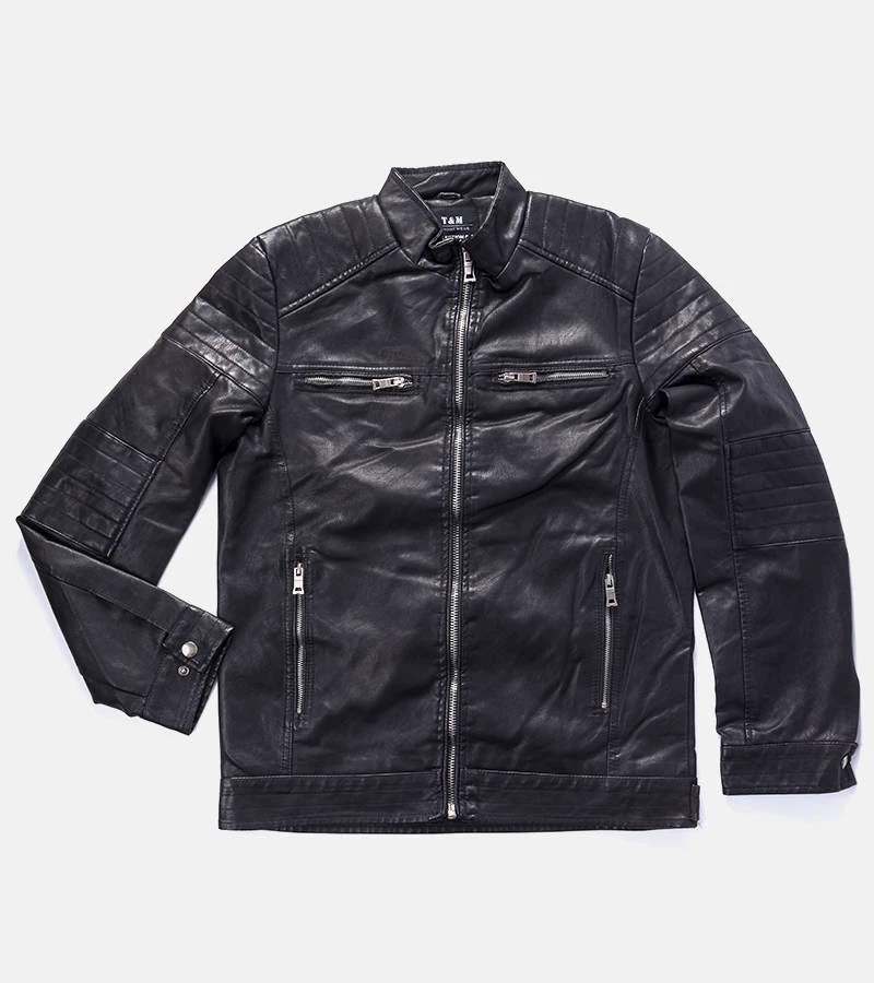 Čierna pánska bunda z umelej kože značky Guertin