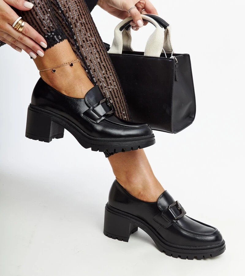 Čierne poltopánky s koženou vložkou Vinceza