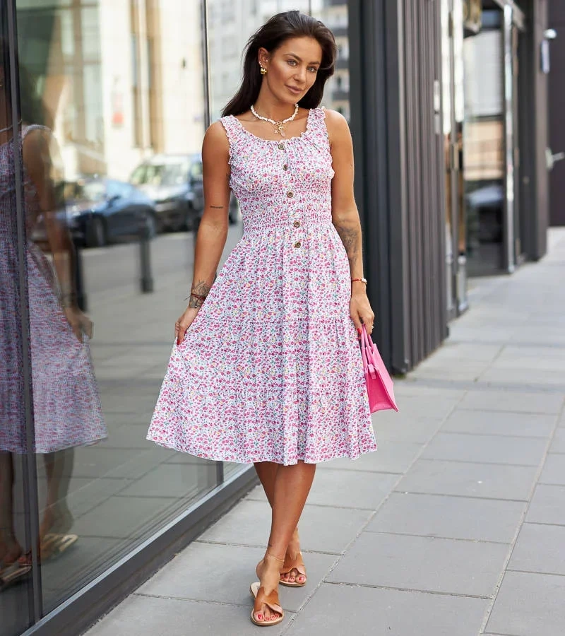 Ružové šaty na ramienkach Romolo