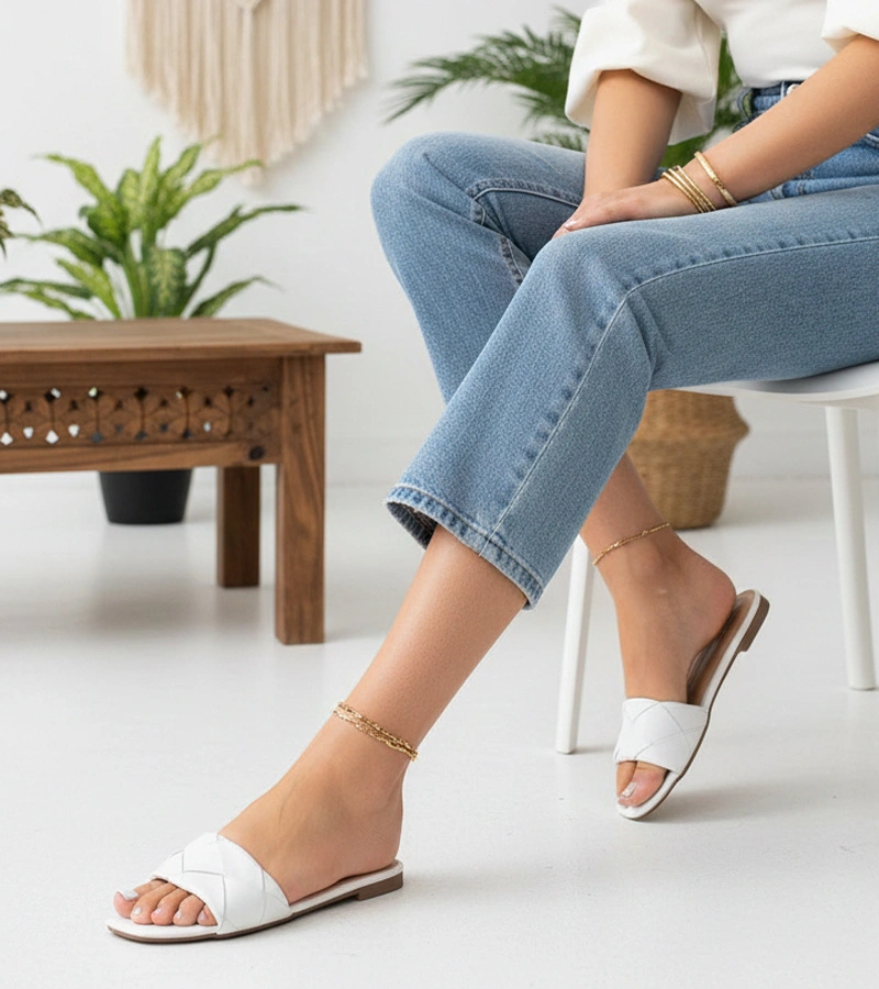 Béžové žabky s pleteným zvrškom Iren