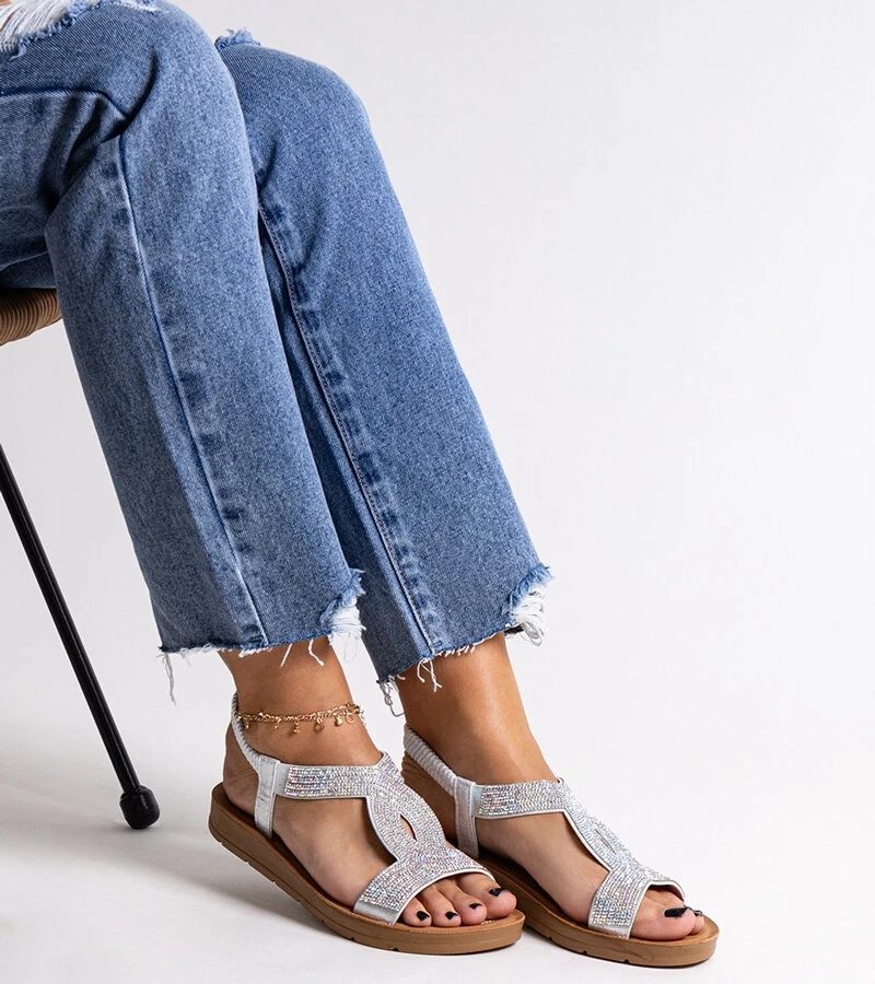 Strieborné sandále zdobené zirkónmi Michalina