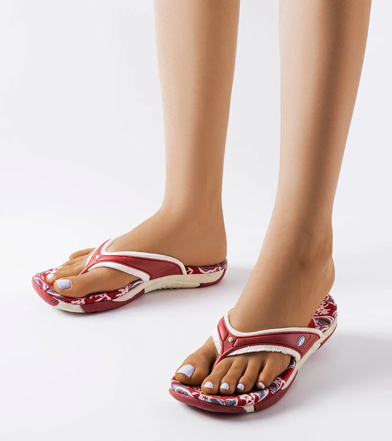 Červené textilné kvetinové žabky Felix