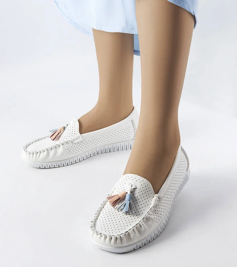 Biele kožené mokasíny Maryville