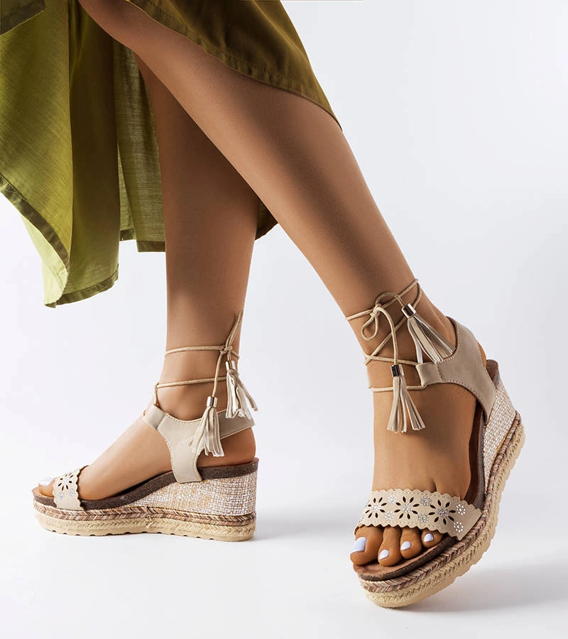 Béžové espadrilky s podpätkami Tahoe