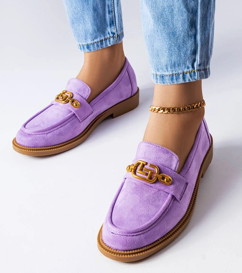 Fialové elegantné mokasíny so zdobením Ouellet