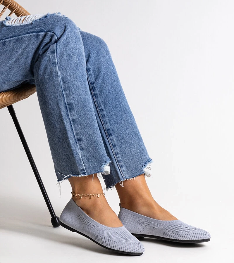 Sivé látkové baleríny Yafia