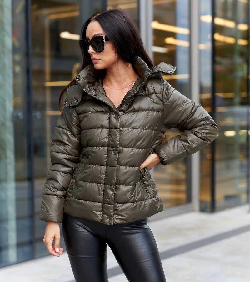 Tmavozelená lesklá bunda Berta